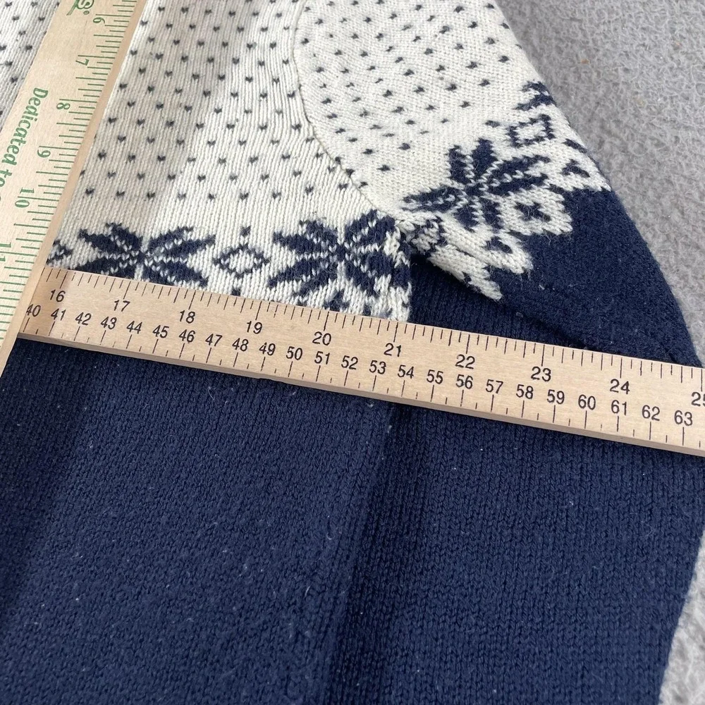 Sigallo Sweater Mens Medium Blue White Fair Isle‎ Nordic Snowflake Knit Winter